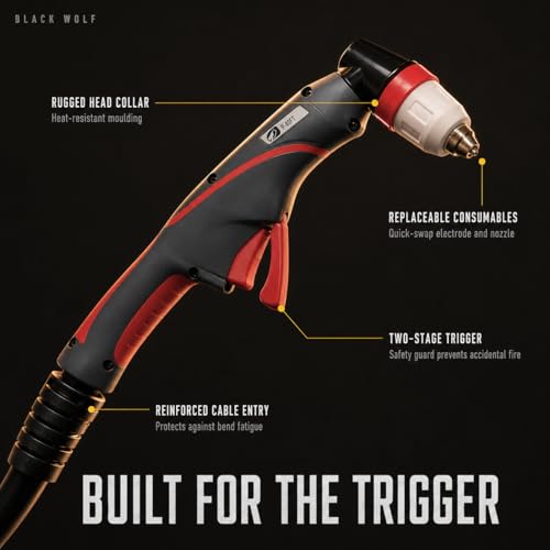 Image of Black Wolf P-80 Plasma Cutting Torch, 5M Cable, Compatible with CUT & LGK Series Plasma Cutters up to 120A, 35mm Max Cutting Thickness, CNC & Hand Plasma Cutter Torch