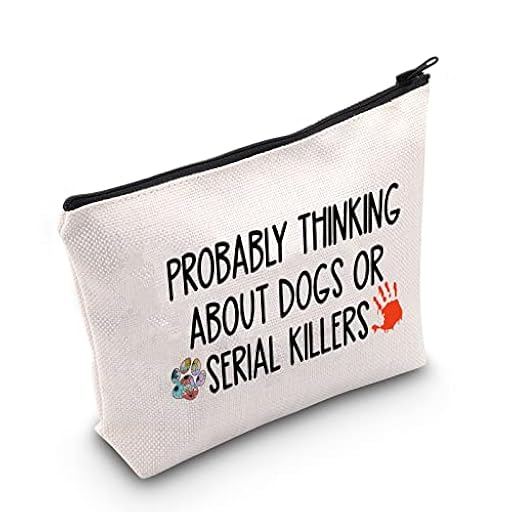 Regalo para amantes del crimen verdadero, probablemente pensando en perros o asesinos en serie, bolsa de cosméticos para asesinatos, Blanco roto., big, PROBABLY THINKING UK | Ya disponible en tu tienda friki favorita! En mundofriki.es!