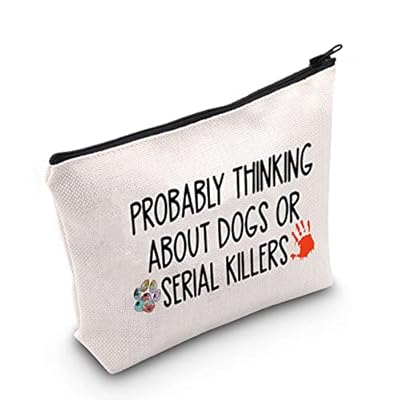 Regalo para amantes del crimen verdadero, probablemente pensando en perros o asesinos en serie, bolsa de cosméticos para asesinatos, Blanco roto., big, PROBABLY THINKING UK | Ya disponible en tu tienda friki favorita! En mundofriki.es!