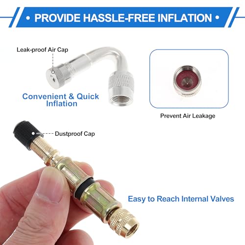 Image of Motoforti 1set 45 Degree Copper Tire Valve Extension with Durable Plastic 75mm Tyre Valve Inflation Adapter for Car Motorcycle RV Truck Bike