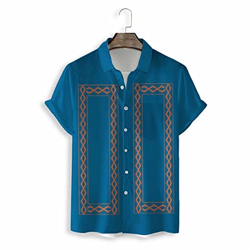 Chemise Aloha de haute qualité au design losange bleu pour un style raffiné