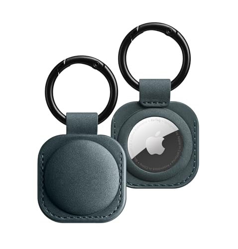 Image of Leather Case Keychain - Protective Holder Compatible with Apple AirTag 1 & 2 for Keys, Pet Collars, Bags & Luggage - Scratch-Resistant, Soft Touch, Secure Ring | Blue