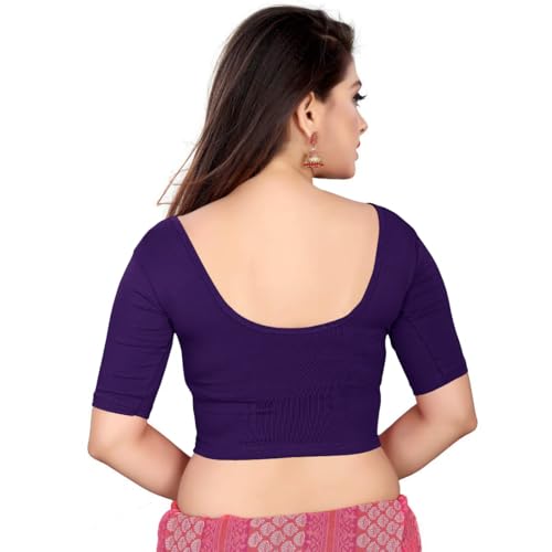 themilestocks Women's Blouses Readymade Gold Stretchable Saree Crop Top Choli Free Size3