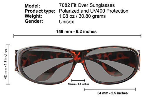 Image of Success Eyewear Fit Over Sunglasses Polarized Lens Wear Over Prescription Eyeglasses 100% UV Protection for Men and Women