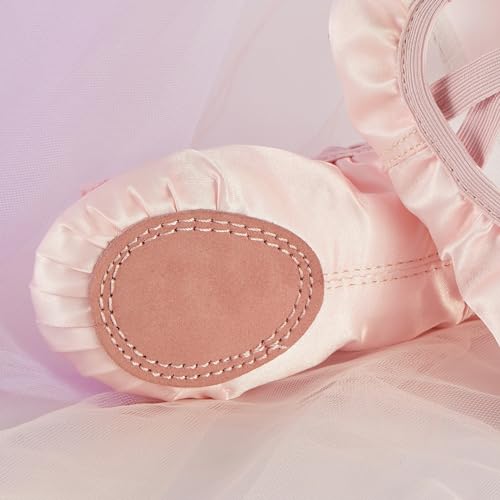 Phineein Enchanting Butterfly Ballet Shoes for Girls Ballerina Flats for Kids Dance - Soft Satin, Split Sole4