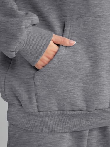 اوتوميت طقم ملابس رياضية للنساء مكون من قطعتين مع هوديز بمقاس كبير، بدلة رياضية كاجوال اساسية للخريف، سروال رياضي بجيوب