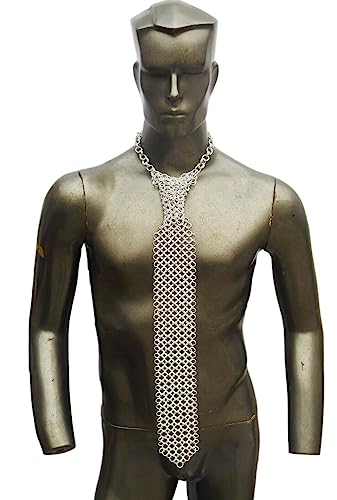 Handmade chainmail necktie Aluminum butted chainmail tie Unique metal necktie Medieval-inspired necktie Handcrafted metal tie