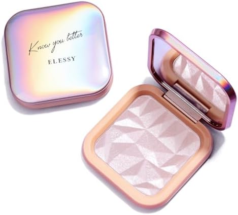 ELESSY Highlighter Makeup Palette, Highly Glitter Pink Highlighter Palette,Natural Shimmer Look Face Highlighter Baked Powder,Easy to apply,Come with Brush -DAWN GLOW