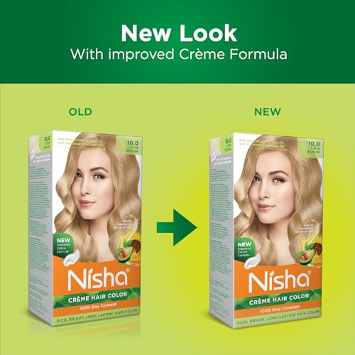 Image of Nisha Creme Hair Color Cream Ultra Blonde, 150g, Long Lasting Hair Dye for Grey Coverage, Natural Shine, Smooth Finish, For Men & Women, Pack of 1