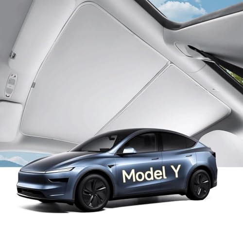 Image of Roof Sunshade for Model Y Juniper 2025 2026 |No Gaps, No-Sagging | Heat Insulation for Glass Roof | Foldable Sunroof Cover for Tesla Model Y Juniper Accessories, White