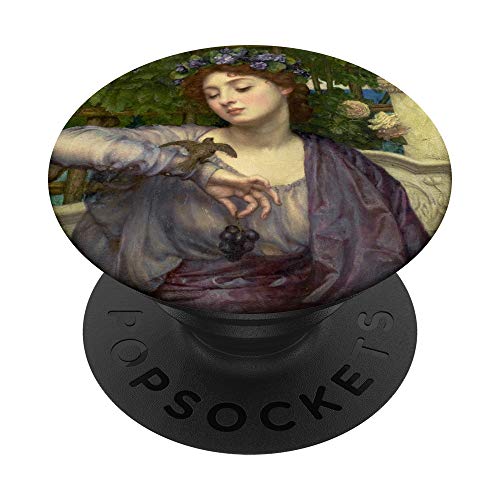 Antique Painting Detail Woman With Bird & Grapes