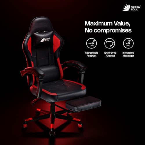 Green Soul Blade Ergonomic Gaming Chair Black Red - Image 4