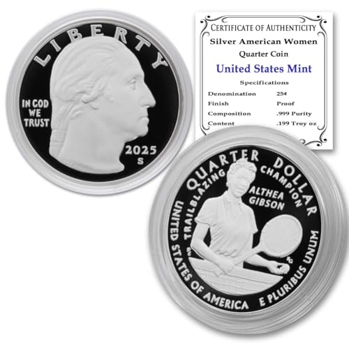 2025 S Limited Edition American Women Series: Silver Althea Gibson Quarter Coin Proof (in Capsule) with Certificate of Authenticity 25¢