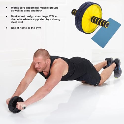 Image of SUREFIT Double Spring Tummy Trimmer, Resistance Toning Tube, Ab Roller & Push-Up Bar | 4-in-1 Home Gym Combo Full Body Fitness Kit for Men & Women | Home Workout Set Yellow