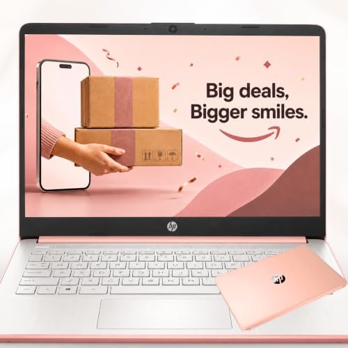 HP Business and Home Laptop, 8GB RAM, Intel Processor, Microsoft Office 365 1 Year, 64GB SSD, Windows 11 Home | No Mouse, Fast Response, Long Battery Life, Sleek, Rose Gold Laptop
