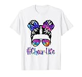 Photo Gallery cheer life messy bun occhiali da sole tie dye cheerleader donna maglietta Photo Gallery cheer life messy bun occhiali da sole tie dye cheerleader donna maglietta