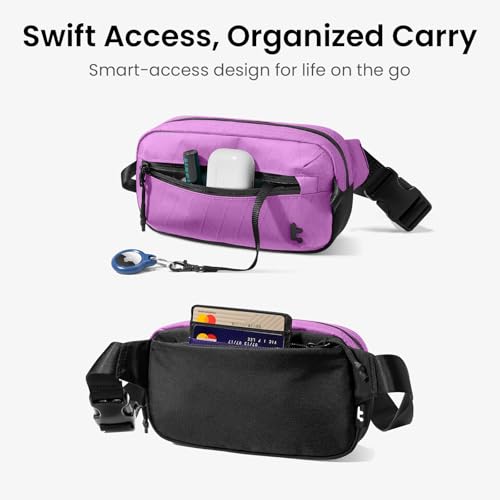 Image of tomtoc Sling Bag with RFID Blocking, X-Pac /Non X-Pac Minimalist Crossbody Chest Pack for Men and Women, Lightweight Water-Resistant Bag for Travel and Daily Commutes, X-pac Purple, 1.5L, Lightweight