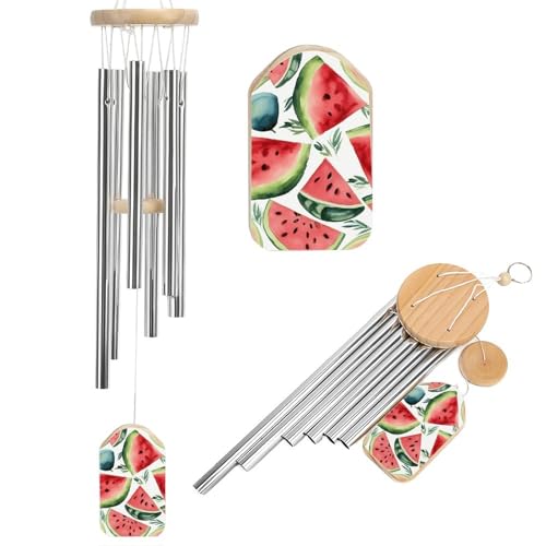Outdoor Wind Chimes, Watercolor Watermelon Pattern Printed Wind Chimes,Simple Wind Chimes,Curtain Wind Chimes for Home Decoration