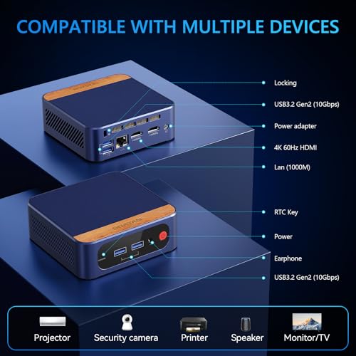 Image of Mini PC, Alder Lake N95 Linux Mini Computer (up to 3.4GHz), 16GB DDR4 RAM 256GB SSD Ubuntu Small Desktop Computer 4K Dual Display /USB3.2 /BT4.2 /WiFi 5 Gigabit Ethernet for Home, Office, Business