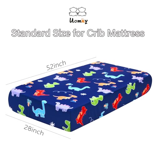 Image of UOMNY Crib Sheet, Dinosaur Crib Sheets Baby Sheet for Standard Crib and Toddler Mattresses Nursery Bedding Sheet Crib Mattress Sheets for Boys and Girls 1 Pack Toddler Sheet