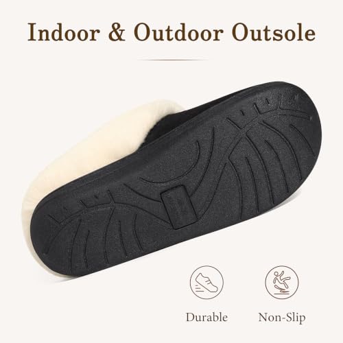 Image of Evshine Women's Memory Foam Fuzzy Slippers Cozy House Shoes | Wool-Like Faux Fur Lining, Non-Slip rubber sole, Warm Winter Slippers Indoor & Outdoor, Great Christmas Gift