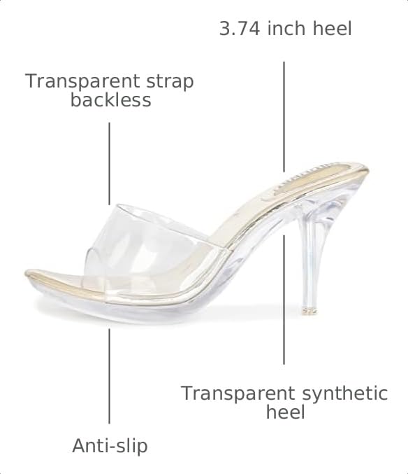 Image of NBUUNBU Silver Clear Heels For Women Dress Shoes Transparent Strap Sexy Stilletos Heels Open Toe High Silver Heeled Sandals Pump Mules