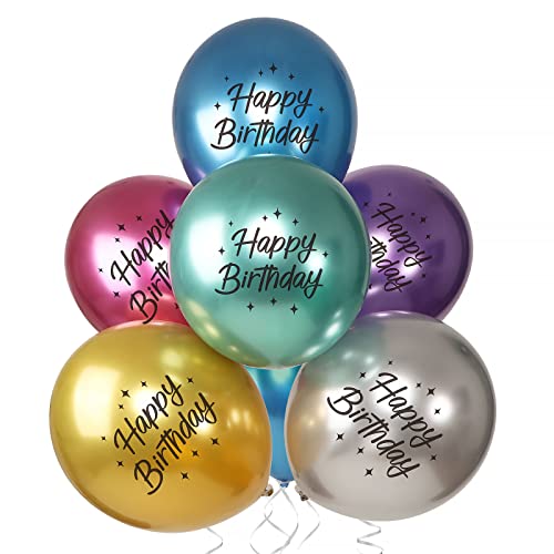 24pz Palloncini Happy Birthday, Palloncini Metallizzati Colorati per Compleanno, Palloncini ad elio Cromati Metallici, Decorazione Addobbi Festa Compleanno