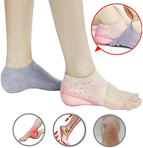 2Pcs/1Pair Height Increase Socks, Insole Increased Comfortable Silicone Half Pad Heel Sets Invisible Heel Protector for Men Women， Invisible Height Increased Insoles Silicone Heel Socks