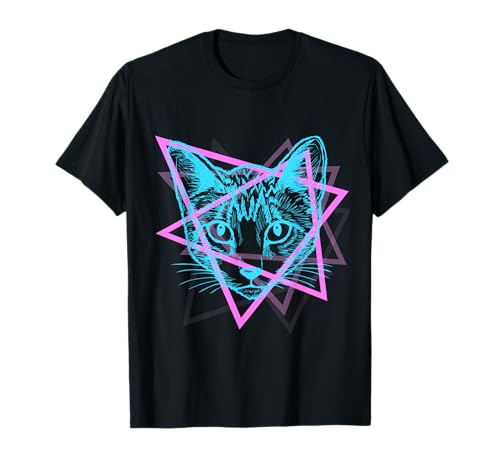 Psychedelic Rave Cat Abstract Vaporwave Gift Maglietta