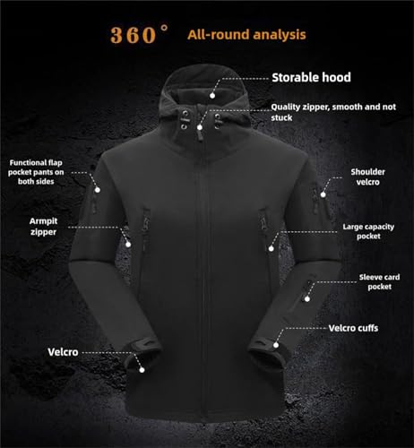 Men's Two-Piece Tactical Suit, Winter Outdoor Thickened Windproof Waterproof Set Zipper, Men's Jogging Tracksuit Set Casual4