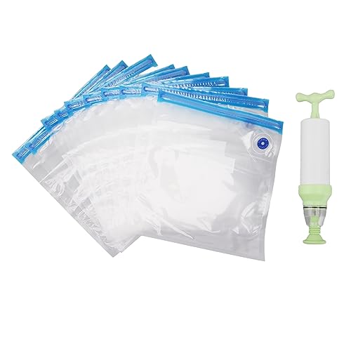 SIXRUN 10 Pezzi Sacchi per Sigillatore Sotto Vuoto per Cibo, Borse Fresche Riutilizzabili con Sacchetti di Compressione della Pompa per Verdure Alimentari Cotti (28 * 26 cm)