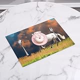 EYLOZS Mantel Individual Lavable 45 x 30 cm para Cena,Almuerzo, Desayuno - 4 Unidades - Resistente Calor, Antideslizante,Decoración Animal, Caballo Andaluz Blanco galopa en Verano