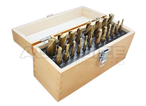 Accusize Industrial Tools 20 Pc H.s.s. Tin Coated End Mill Set, Metric Size, Cutting Diameter From 3 Mm Up To 20 Mm, 2 Flute And 4 Flute, 1810-0104 #TOP3