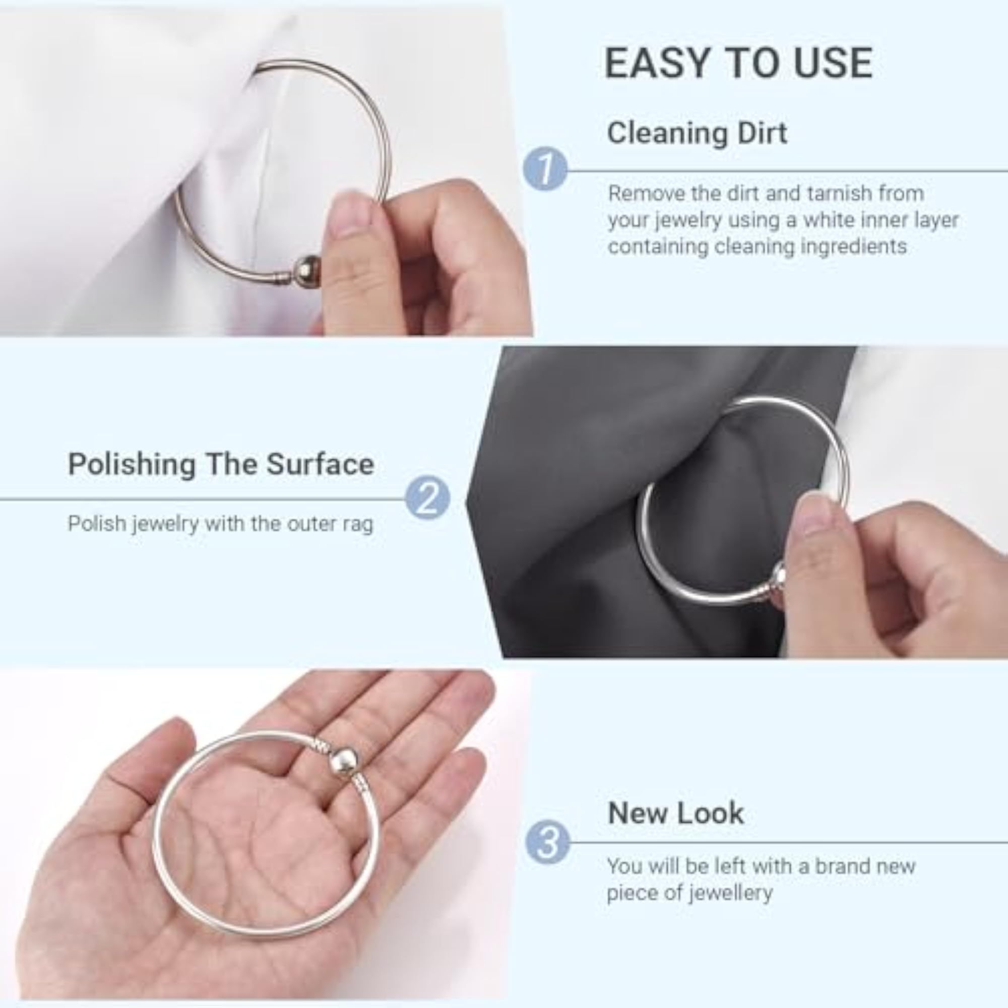2pcs Jewelry Polishing Cleaning Cloth, Large Size