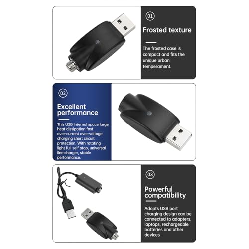 Image of diymore USB Thread Cable,Smart Charger Cable,Smart 510 USB Charger Cable Adaptor with LED Indicator,Overcharge Protection Adapter with LED Indicator Adapter for Wireless Soldering Iron 2Pcs