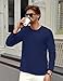 Cotrasen Mens Cotton Long Sleeve Shirts Crew Neck Pocket T Shirts for Men Casual Breathable Comfortable Tee Shirts Navy XL