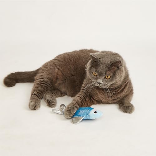 Image of BarkButler x FOFOS Sardine Dancing Fish - Interactive Cat Toys, Touch-Activated Flapping Motion Toys for All Breeds - Blue