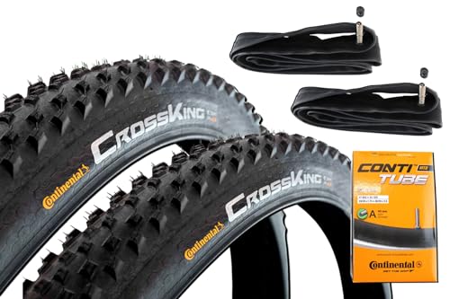 2X Fahrrad Reifen 2.3 x 29 Zoll Continental Cross King Drahtreifen + 2X Schlauch 29 Zoll 47-62/622 Autoventil 40mm, Mountainbike MTB Cross E-Bike bis 25km/h 2X Fahrrad Reifen 2.3 x 29 Zoll Continental Cross King Drahtreifen + 2X Schlauch 29 Zoll 47-62/622 Autoventil 40mm, Mountainbike MTB Cross E-Bike bis 25km/h