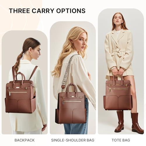Image of JKAOO Backpack Purse for Women PU Leather Travel Backpack, Brown | 4 in 1 Designer Convertible, Removable Strap