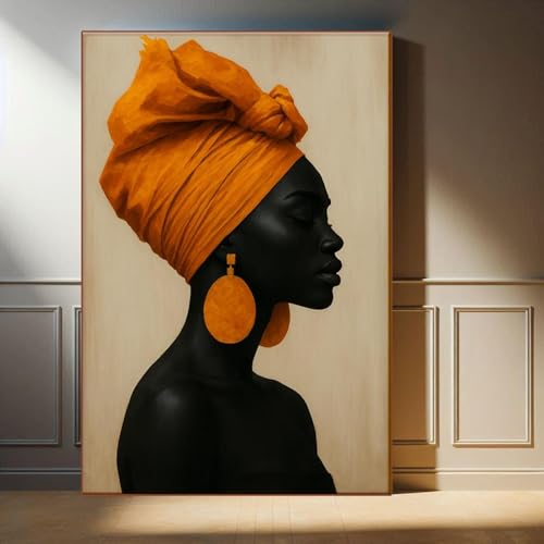 Tableau sur toile femme africaine de mode œuvre d'art élégante