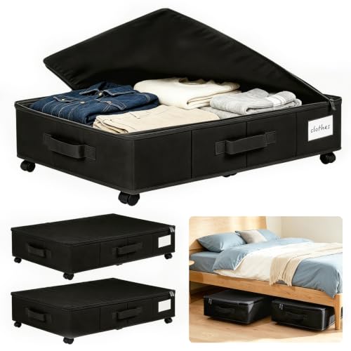 Cajones para debajo de la cama CEWROM con ruedas de 360 grados y tapa de ropa 2