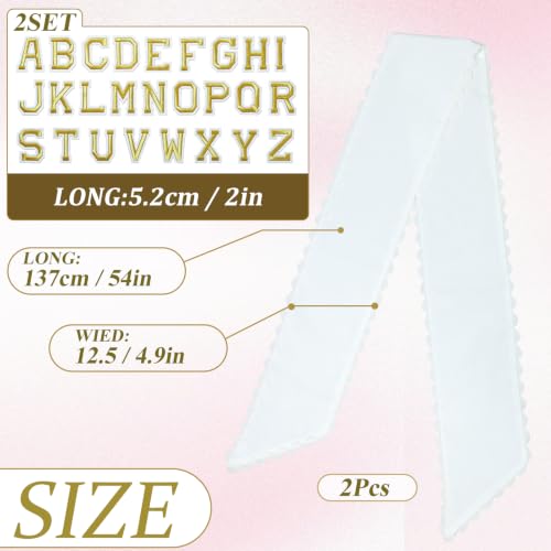 2 Pack White Wreath Sash for Front Door with 26 Alphabet Letters DIY Monogram Wreath Sash Blank for Embroidery, Ribbon Set for Wedding Baby Shower Christmas Graduation Housewarming Gift Home Decor - image 6