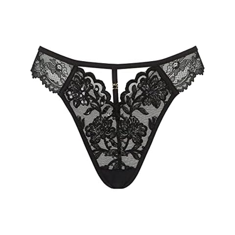 Ann Summers The Icon Lace Thong for Women with Eyelash Trim and Charm Detail, Lace String Lingerie, Women's Knickers - Everyday Underwear for Women, Lingerie Set - Black 16 Cover