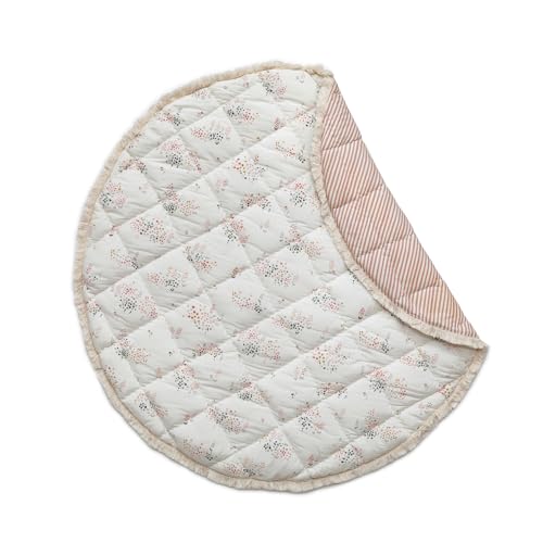 Image of Pehr Baby Play Mat, Flower Patch | Ultra-Soft Quilted 100% Cotton Exterior with Plush Polyester Fiberfill | 40” Diameter