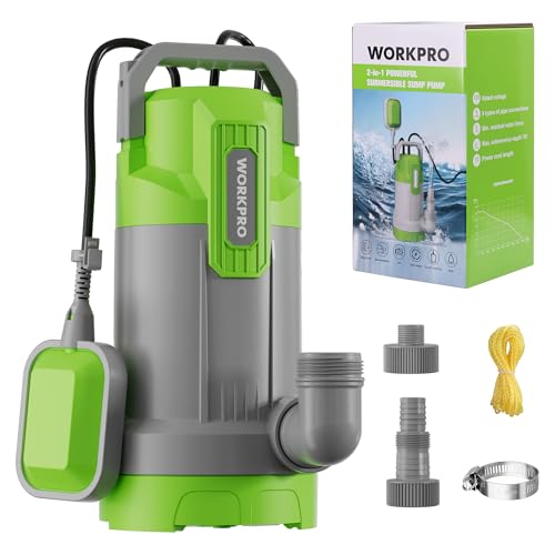 WORKPRO Submersible Water Pump, 1HP 4500 GPH Sump Pump with Automatic Float Switch for Transferring Clean or Dirty Water, A Water Pump for Pool Draining, Flooded Basement, Pond, and Garden Irrigation