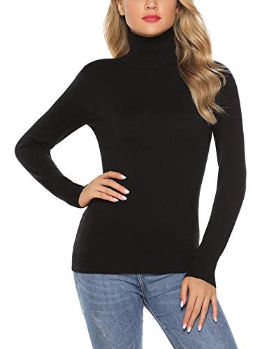 Aibrou Jersey de Mujer Sólido Ligero Suave Elástico Manga Larga Suéter Jersey...
