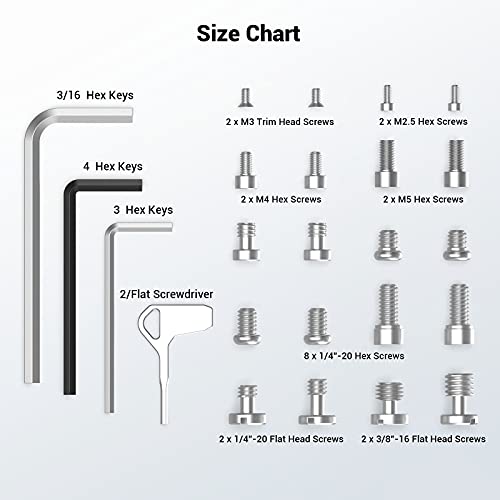Smallrig 20Pcs Screws And Hex Key Storage Plate With 1/4"-20 3/8"-16 M2.5 M3 M4 M5 Stainless Steel Screws And 4Pcs Hex Keys Md3184 #TOP1