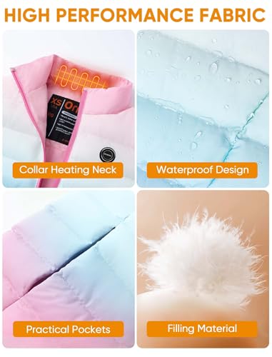 Image of Kids Heated Vest with Battery Pack - 7.4V Rechargeable Lightweight Heated Vest, Boys Girls Electric Heated Coat
