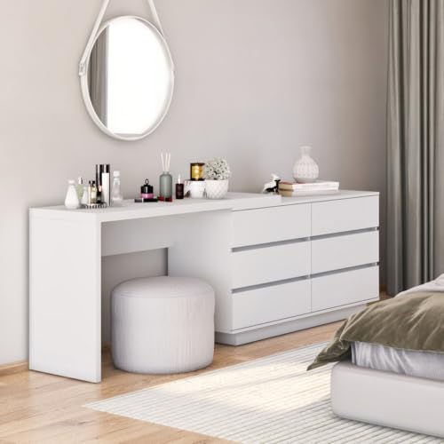 Mesa para Escritório Diretor em L 6 Gavetas Oring Yescasa Branco