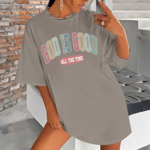 Image of Christian Shirts for Women Oversized God is Good Shirt Religious Jesus Faith Inspirational Tshirt Bible Verse Tee Top